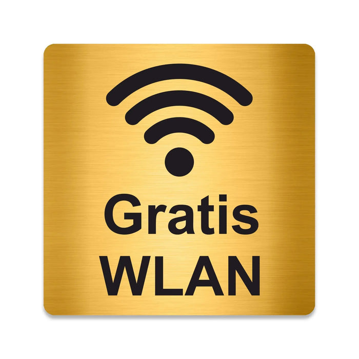 Blacked LaserTEC Leitsysteme - Acryl Schild - Eckig 12 x 12 cm - Selbstklebend - Gold gebürstet - Metall-Optik - UV beständig - Für Innen und Außen (Achtung)