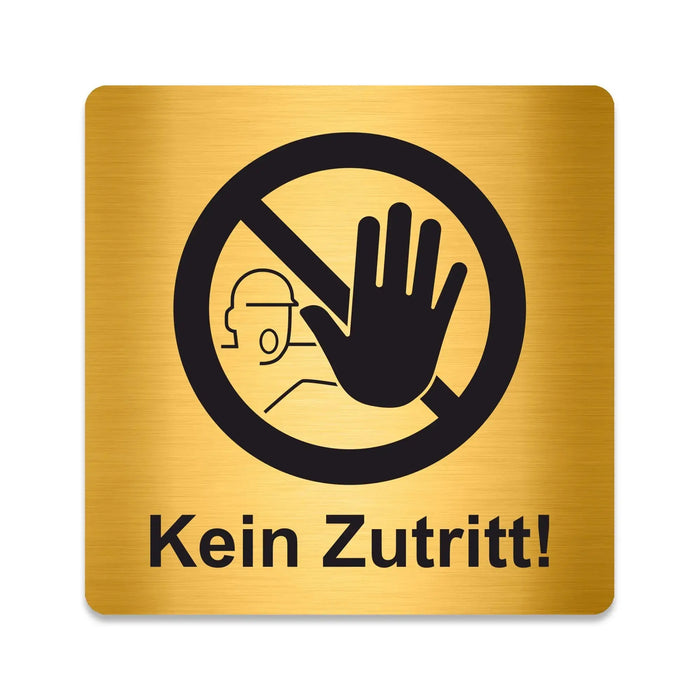 Blacked LaserTEC Leitsysteme - Acryl Schild - Eckig 12 x 12 cm - Selbstklebend - Gold gebürstet - Metall-Optik - UV beständig - Für Innen und Außen (Achtung)