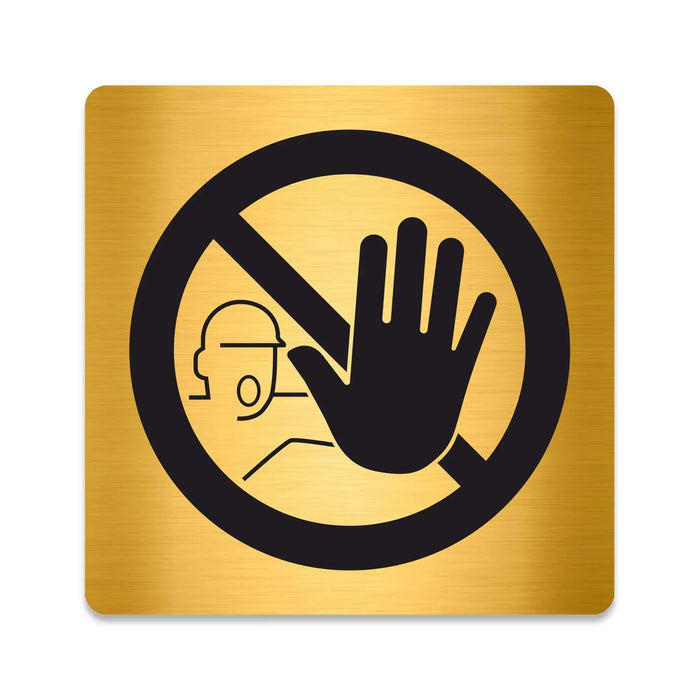 Blacked LaserTEC Leitsysteme - Acryl Schild - Eckig 12 x 12 cm - Selbstklebend - Gold gebürstet - Metall-Optik - UV beständig - Für Innen und Außen (Achtung)