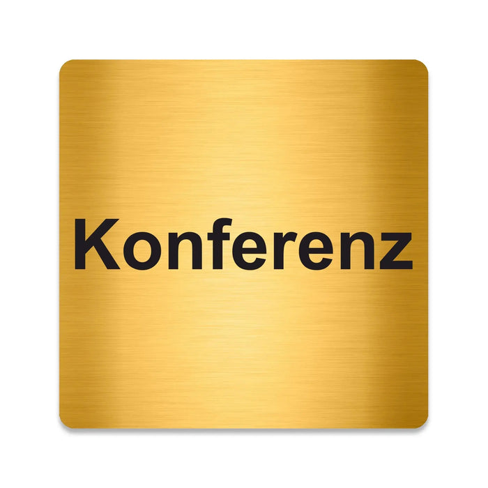 Blacked LaserTEC Leitsysteme - Acryl Schild - Eckig 12 x 12 cm - Selbstklebend - Gold gebürstet - Metall-Optik - UV beständig - Für Innen und Außen (Achtung)