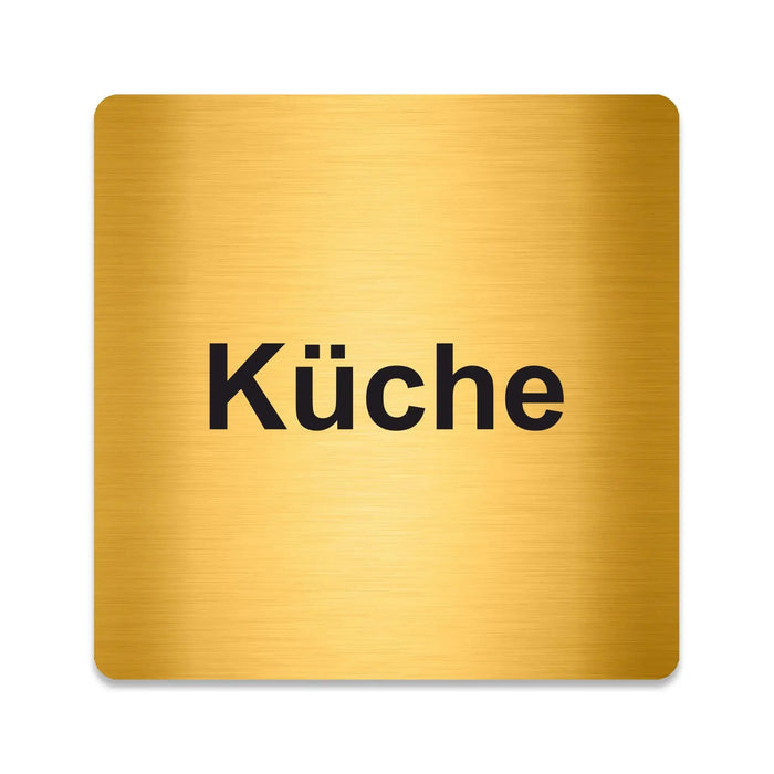 Blacked LaserTEC Leitsysteme - Acryl Schild - Eckig 12 x 12 cm - Selbstklebend - Gold gebürstet - Metall-Optik - UV beständig - Für Innen und Außen (Achtung)