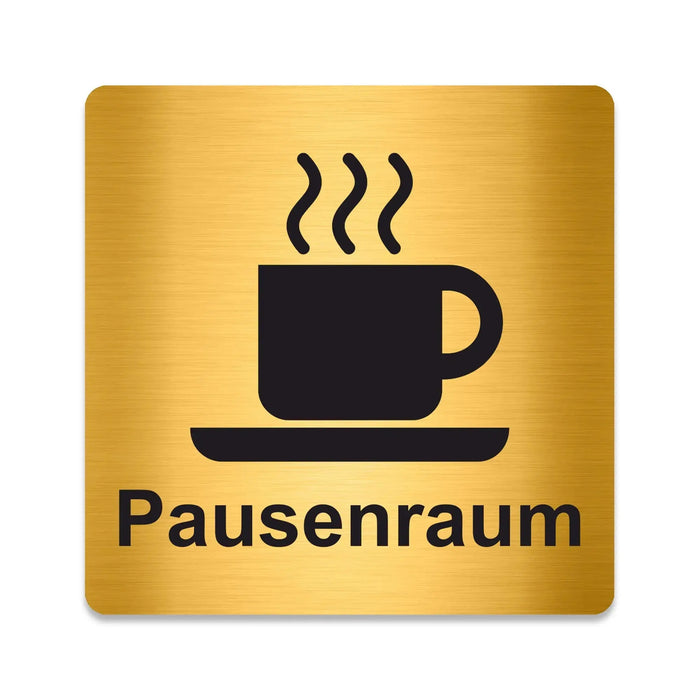 Blacked LaserTEC Leitsysteme - Acryl Schild - Eckig 12 x 12 cm - Selbstklebend - Gold gebürstet - Metall-Optik - UV beständig - Für Innen und Außen (Achtung)