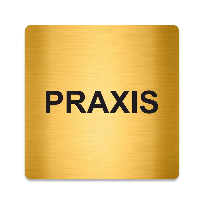 Blacked LaserTEC Leitsysteme - Acryl Schild - Eckig 12 x 12 cm - Selbstklebend - Gold gebürstet - Metall-Optik - UV beständig - Für Innen und Außen (Achtung)