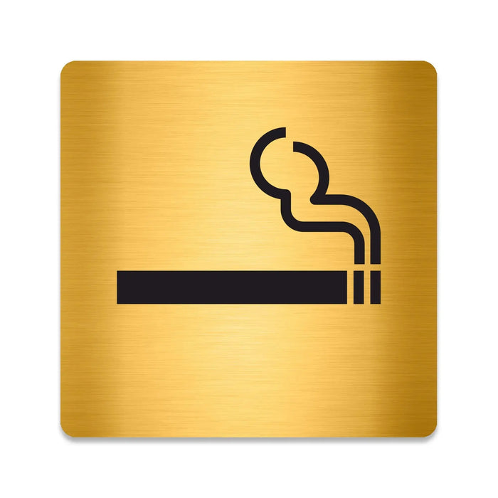 Blacked LaserTEC Leitsysteme - Acryl Schild - Eckig 12 x 12 cm - Selbstklebend - Gold gebürstet - Metall-Optik - UV beständig - Für Innen und Außen (Achtung)