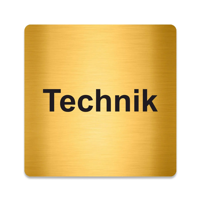 Blacked LaserTEC Leitsysteme - Acryl Schild - Eckig 12 x 12 cm - Selbstklebend - Gold gebürstet - Metall-Optik - UV beständig - Für Innen und Außen (Achtung)