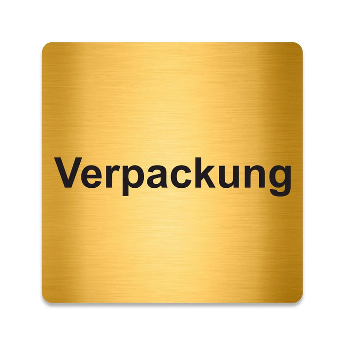Blacked LaserTEC Leitsysteme - Acryl Schild - Eckig 12 x 12 cm - Selbstklebend - Gold gebürstet - Metall-Optik - UV beständig - Für Innen und Außen (Achtung)