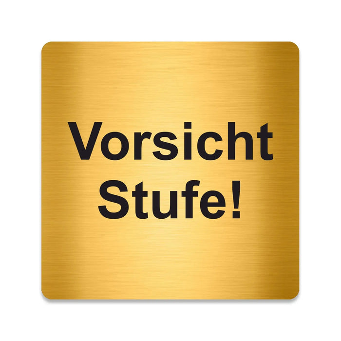 Blacked LaserTEC Leitsysteme - Acryl Schild - Eckig 12 x 12 cm - Selbstklebend - Gold gebürstet - Metall-Optik - UV beständig - Für Innen und Außen (Achtung)