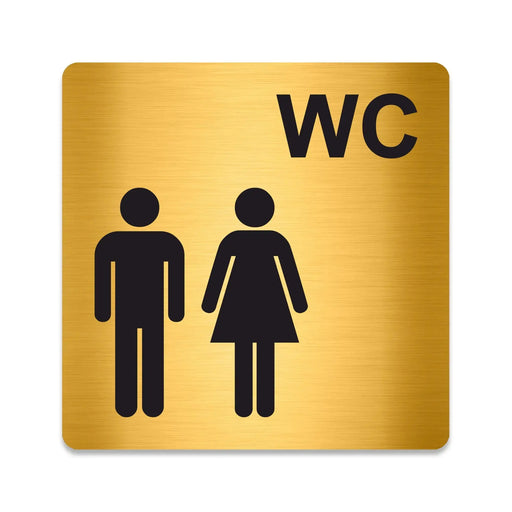 Blacked LaserTEC Leitsysteme - Acryl Schild - Eckig 12 x 12 cm - Selbstklebend - Gold gebürstet - Metall-Optik - UV beständig - Für Innen und Außen (Achtung)