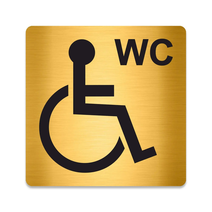Blacked LaserTEC Leitsysteme - Acryl Schild - Eckig 12 x 12 cm - Selbstklebend - Gold gebürstet - Metall-Optik - UV beständig - Für Innen und Außen (Achtung)