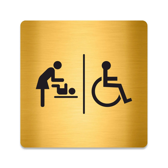 Blacked LaserTEC Leitsysteme - Acryl Schild - Eckig 12 x 12 cm - Selbstklebend - Gold gebürstet - Metall-Optik - UV beständig - Für Innen und Außen (Achtung)