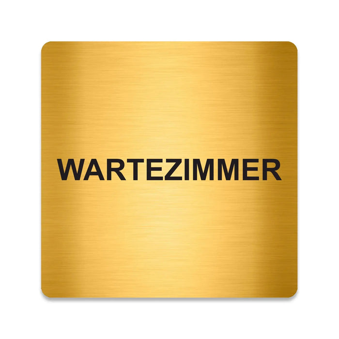 Blacked LaserTEC Leitsysteme - Acryl Schild - Eckig 12 x 12 cm - Selbstklebend - Gold gebürstet - Metall-Optik - UV beständig - Für Innen und Außen (Achtung)