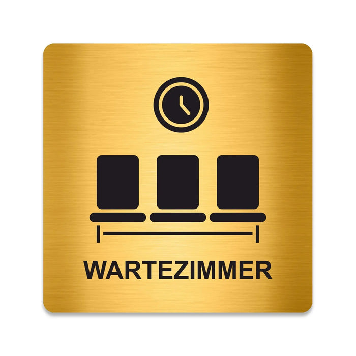 Blacked LaserTEC Leitsysteme - Acryl Schild - Eckig 12 x 12 cm - Selbstklebend - Gold gebürstet - Metall-Optik - UV beständig - Für Innen und Außen (Achtung)