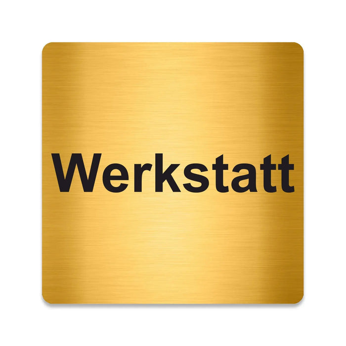 Blacked LaserTEC Leitsysteme - Acryl Schild - Eckig 12 x 12 cm - Selbstklebend - Gold gebürstet - Metall-Optik - UV beständig - Für Innen und Außen (Achtung)