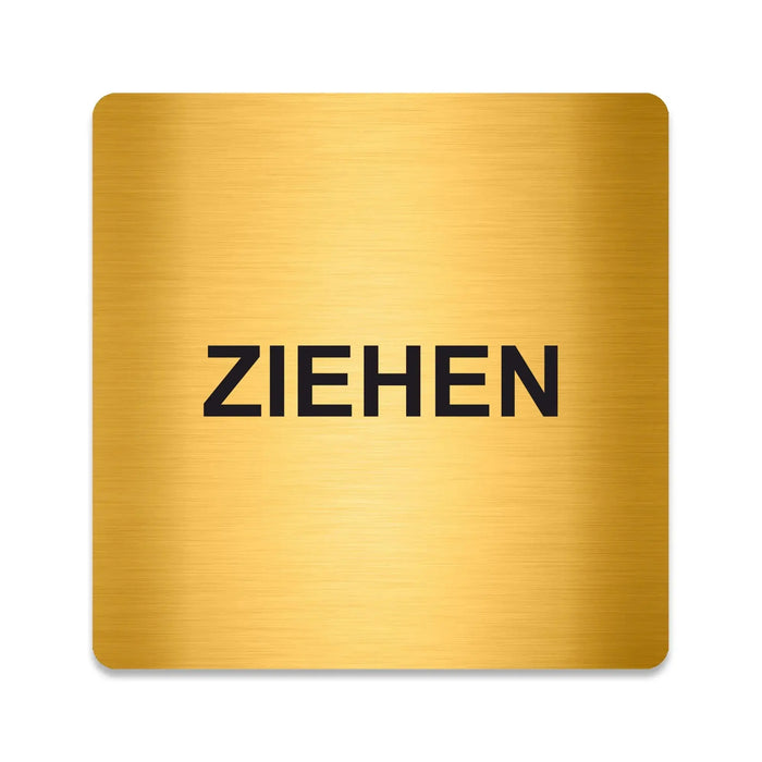 Blacked LaserTEC Leitsysteme - Acryl Schild - Eckig 12 x 12 cm - Selbstklebend - Gold gebürstet - Metall-Optik - UV beständig - Für Innen und Außen (Achtung)