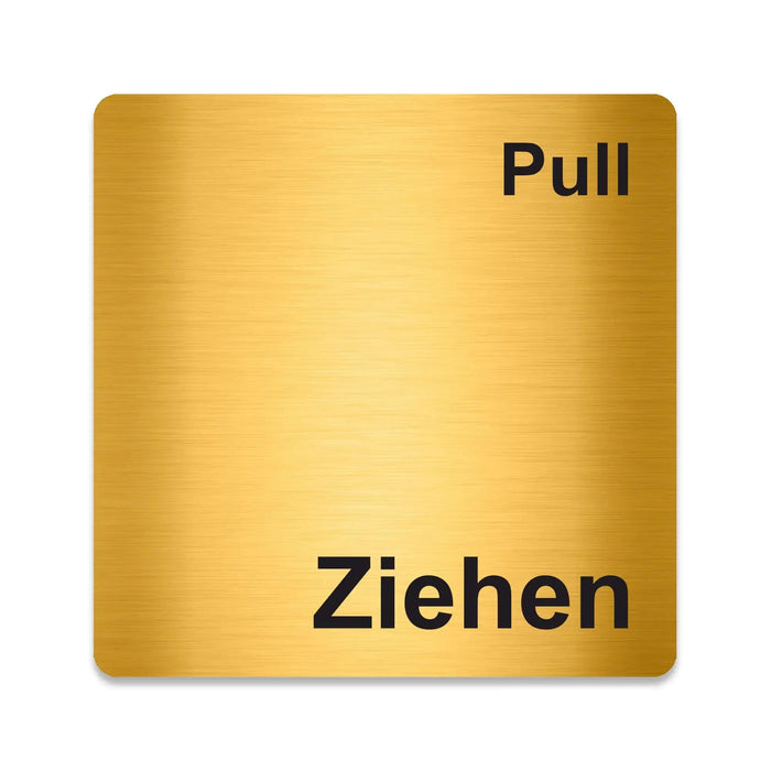 Blacked LaserTEC Leitsysteme - Acryl Schild - Eckig 12 x 12 cm - Selbstklebend - Gold gebürstet - Metall-Optik - UV beständig - Für Innen und Außen (Achtung)