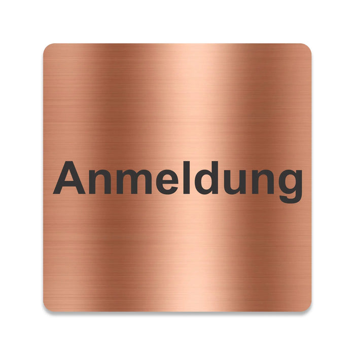 Blacked LaserTEC Leitsysteme - Acryl Schild - Eckig 12 x 12 cm - Selbstklebend - Kupfer gebürstet - Metall-Optik - UV beständig - Für Innen und Außen (Achtung)