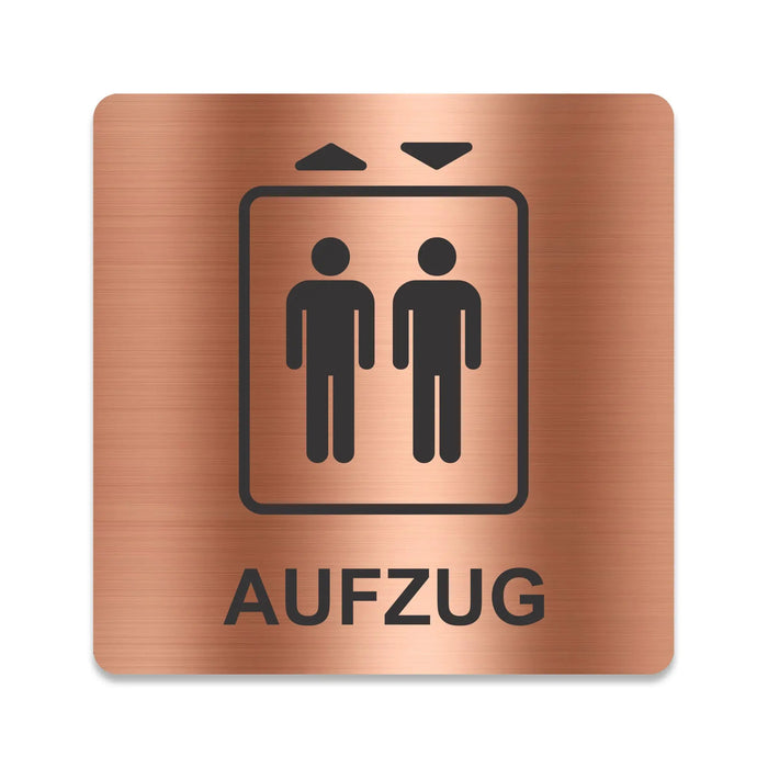 Blacked LaserTEC Leitsysteme - Acryl Schild - Eckig 12 x 12 cm - Selbstklebend - Kupfer gebürstet - Metall-Optik - UV beständig - Für Innen und Außen (Achtung)
