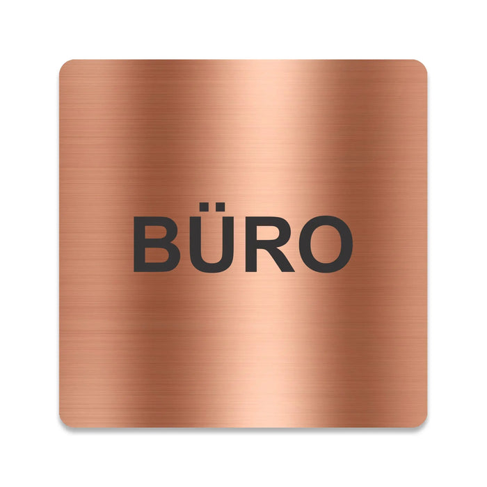 Blacked LaserTEC Leitsysteme - Acryl Schild - Eckig 12 x 12 cm - Selbstklebend - Kupfer gebürstet - Metall-Optik - UV beständig - Für Innen und Außen (Achtung)