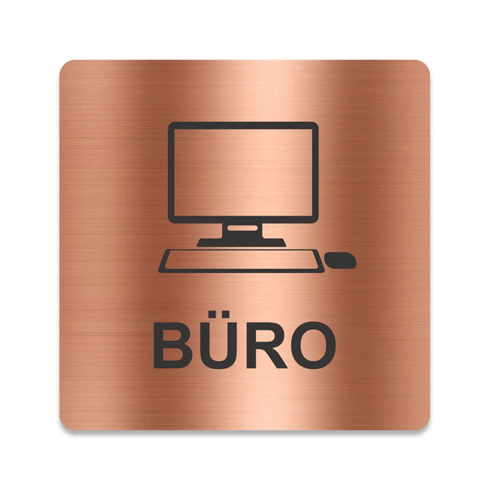 Blacked LaserTEC Leitsysteme - Acryl Schild - Eckig 12 x 12 cm - Selbstklebend - Kupfer gebürstet - Metall-Optik - UV beständig - Für Innen und Außen (Achtung)