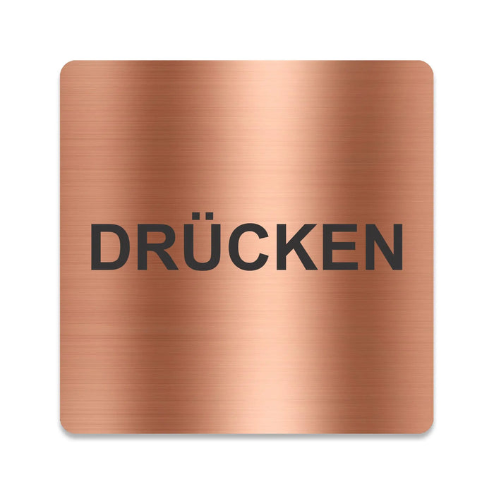 Blacked LaserTEC Leitsysteme - Acryl Schild - Eckig 12 x 12 cm - Selbstklebend - Kupfer gebürstet - Metall-Optik - UV beständig - Für Innen und Außen (Achtung)