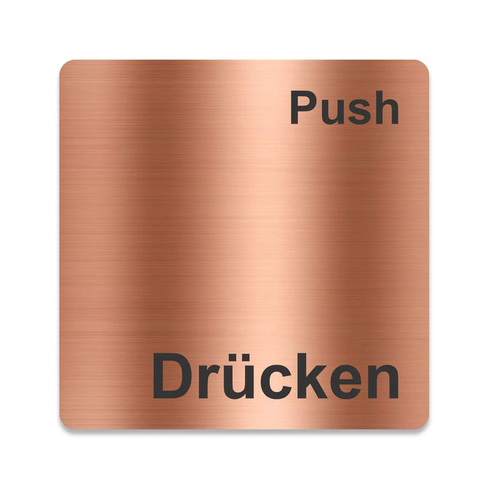 Blacked LaserTEC Leitsysteme - Acryl Schild - Eckig 12 x 12 cm - Selbstklebend - Kupfer gebürstet - Metall-Optik - UV beständig - Für Innen und Außen (Achtung)
