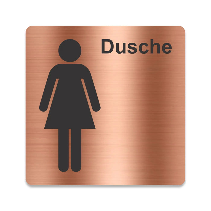 Blacked LaserTEC Leitsysteme - Acryl Schild - Eckig 12 x 12 cm - Selbstklebend - Kupfer gebürstet - Metall-Optik - UV beständig - Für Innen und Außen (Achtung)