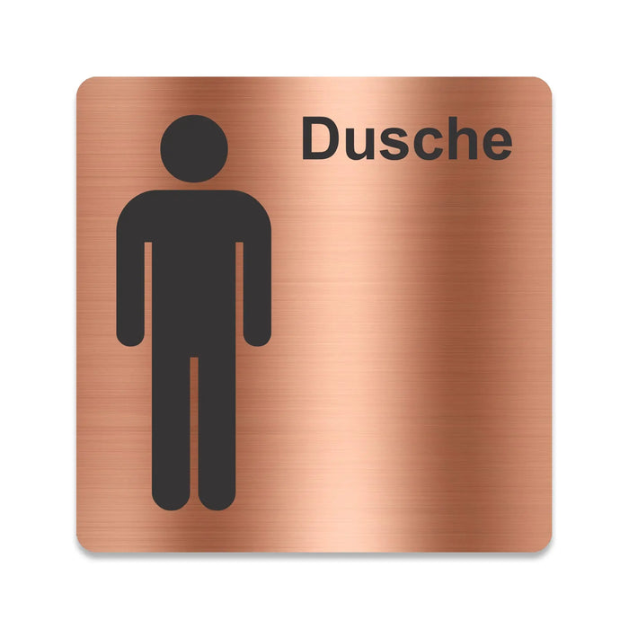 Blacked LaserTEC Leitsysteme - Acryl Schild - Eckig 12 x 12 cm - Selbstklebend - Kupfer gebürstet - Metall-Optik - UV beständig - Für Innen und Außen (Achtung)