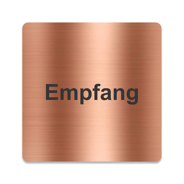 Blacked LaserTEC Leitsysteme - Acryl Schild - Eckig 12 x 12 cm - Selbstklebend - Kupfer gebürstet - Metall-Optik - UV beständig - Für Innen und Außen (Achtung)