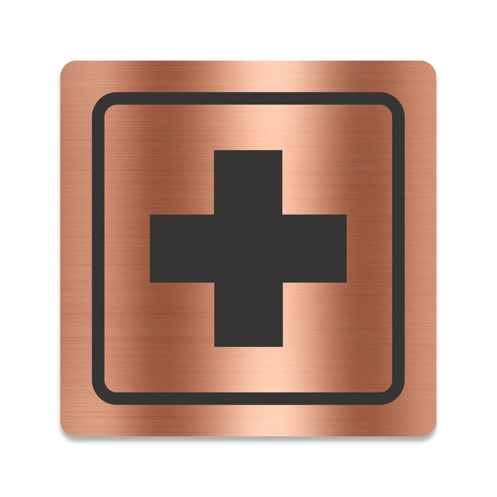 Blacked LaserTEC Leitsysteme - Acryl Schild - Eckig 12 x 12 cm - Selbstklebend - Kupfer gebürstet - Metall-Optik - UV beständig - Für Innen und Außen (Achtung)