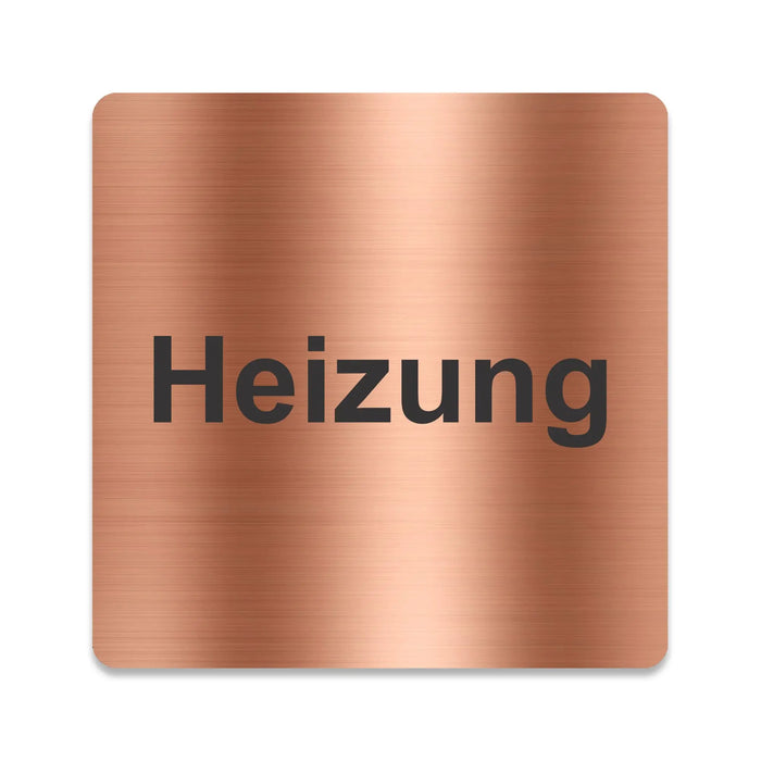 Blacked LaserTEC Leitsysteme - Acryl Schild - Eckig 12 x 12 cm - Selbstklebend - Kupfer gebürstet - Metall-Optik - UV beständig - Für Innen und Außen (Achtung)