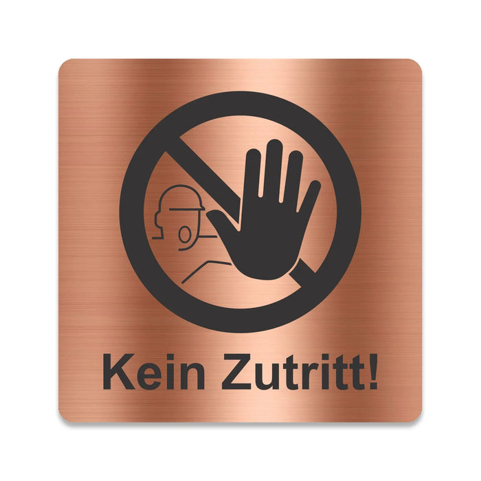 Blacked LaserTEC Leitsysteme - Acryl Schild - Eckig 12 x 12 cm - Selbstklebend - Kupfer gebürstet - Metall-Optik - UV beständig - Für Innen und Außen (Achtung)