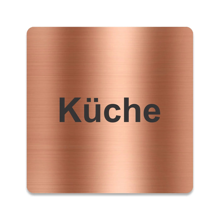 Blacked LaserTEC Leitsysteme - Acryl Schild - Eckig 12 x 12 cm - Selbstklebend - Kupfer gebürstet - Metall-Optik - UV beständig - Für Innen und Außen (Achtung)