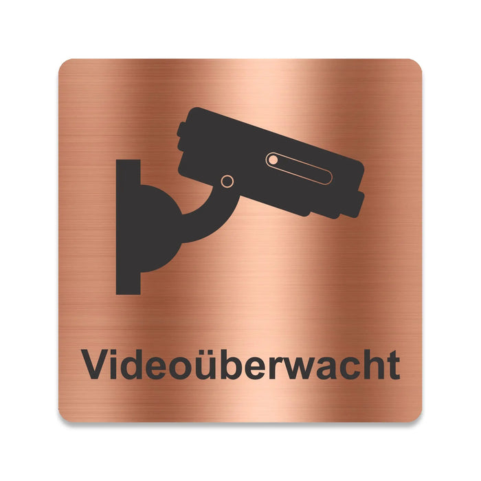 Blacked LaserTEC Leitsysteme - Acryl Schild - Eckig 12 x 12 cm - Selbstklebend - Kupfer gebürstet - Metall-Optik - UV beständig - Für Innen und Außen (Achtung)