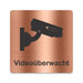 Blacked LaserTEC Leitsysteme - Acryl Schild - Eckig 12 x 12 cm - Selbstklebend - Kupfer gebürstet - Metall-Optik - UV beständig - Für Innen und Außen (Achtung)