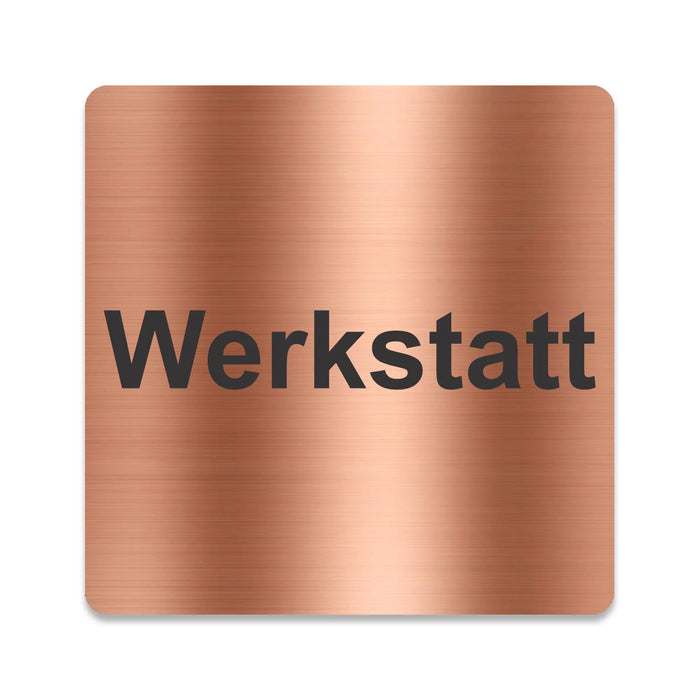 Blacked LaserTEC Leitsysteme - Acryl Schild - Eckig 12 x 12 cm - Selbstklebend - Kupfer gebürstet - Metall-Optik - UV beständig - Für Innen und Außen (Achtung)