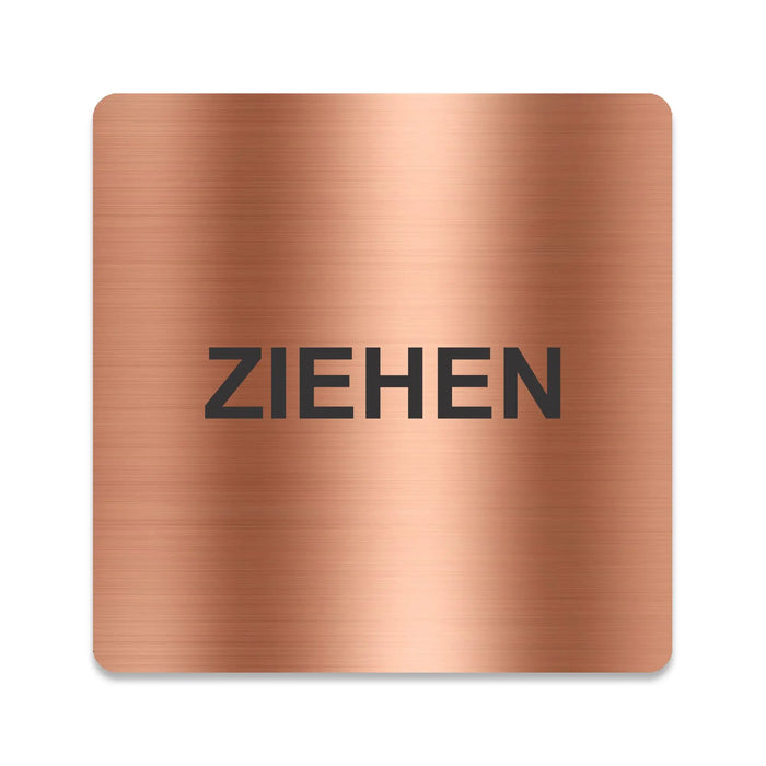 Blacked LaserTEC Leitsysteme - Acryl Schild - Eckig 12 x 12 cm - Selbstklebend - Kupfer gebürstet - Metall-Optik - UV beständig - Für Innen und Außen (Achtung)