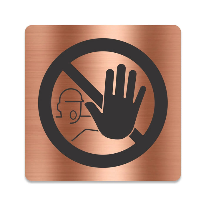 Blacked LaserTEC Leitsysteme - Acryl Schild - Eckig 12 x 12 cm - Selbstklebend - Kupfer gebürstet - Metall-Optik - UV beständig - Für Innen und Außen (Achtung)