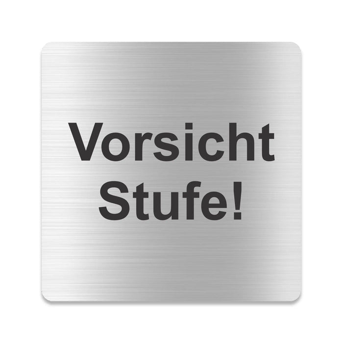Blacked LaserTEC Leitsysteme - Acryl Schild - Eckig 12 x 12 cm - Selbstklebend - Silber gebürstet - Metall-Optik - UV beständig - Für Innen und Außen (Achtung)