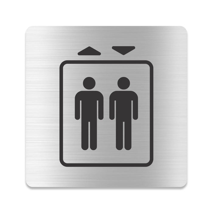 Blacked LaserTEC Leitsysteme - Acryl Schild - Eckig 12 x 12 cm - Selbstklebend - Silber gebürstet - Metall-Optik - UV beständig - Für Innen und Außen (Achtung)
