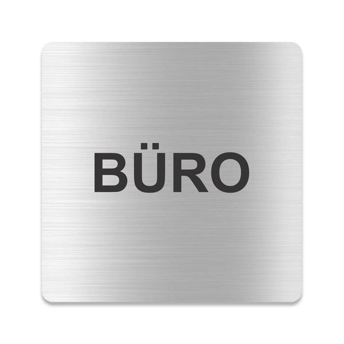 Blacked LaserTEC Leitsysteme - Acryl Schild - Eckig 12 x 12 cm - Selbstklebend - Silber gebürstet - Metall-Optik - UV beständig - Für Innen und Außen (Achtung)