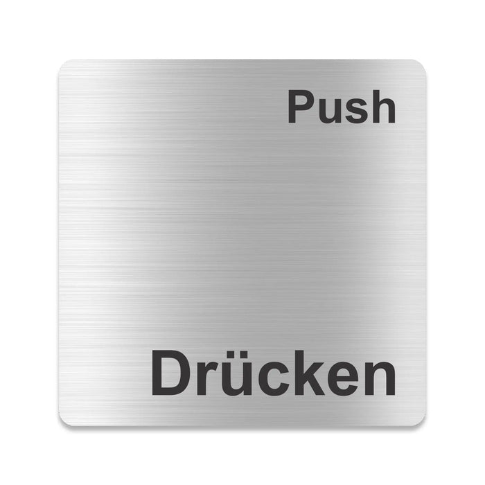 Blacked LaserTEC Leitsysteme - Acryl Schild - Eckig 12 x 12 cm - Selbstklebend - Silber gebürstet - Metall-Optik - UV beständig - Für Innen und Außen (Achtung)