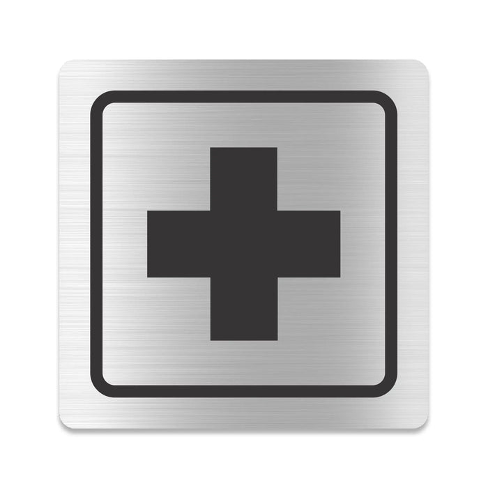 Blacked LaserTEC Leitsysteme - Acryl Schild - Eckig 12 x 12 cm - Selbstklebend - Silber gebürstet - Metall-Optik - UV beständig - Für Innen und Außen (Achtung)