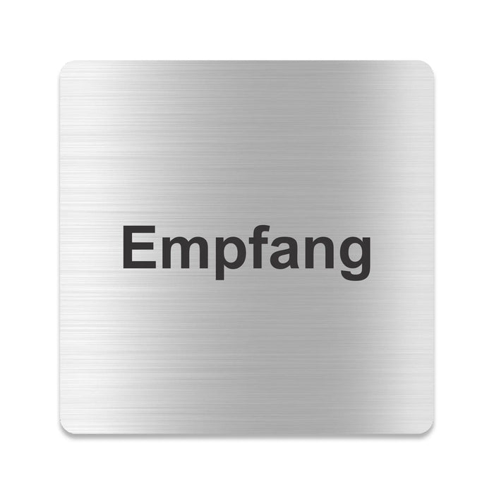 Blacked LaserTEC Leitsysteme - Acryl Schild - Eckig 12 x 12 cm - Selbstklebend - Silber gebürstet - Metall-Optik - UV beständig - Für Innen und Außen (Achtung)