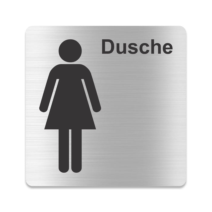 Blacked LaserTEC Leitsysteme - Acryl Schild - Eckig 12 x 12 cm - Selbstklebend - Silber gebürstet - Metall-Optik - UV beständig - Für Innen und Außen (Achtung)