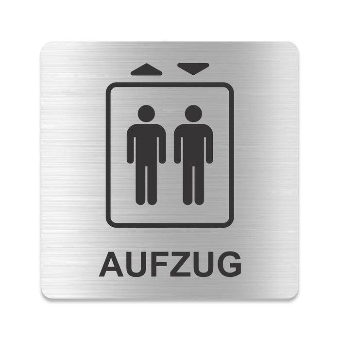 Blacked LaserTEC Leitsysteme - Acryl Schild - Eckig 12 x 12 cm - Selbstklebend - Silber gebürstet - Metall-Optik - UV beständig - Für Innen und Außen (Achtung)