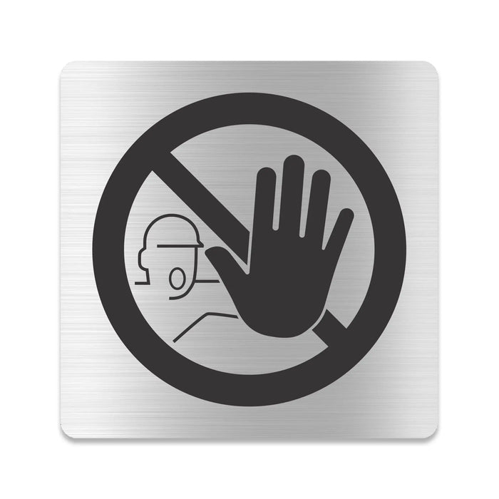 Blacked LaserTEC Leitsysteme - Acryl Schild - Eckig 12 x 12 cm - Selbstklebend - Silber gebürstet - Metall-Optik - UV beständig - Für Innen und Außen (Achtung)