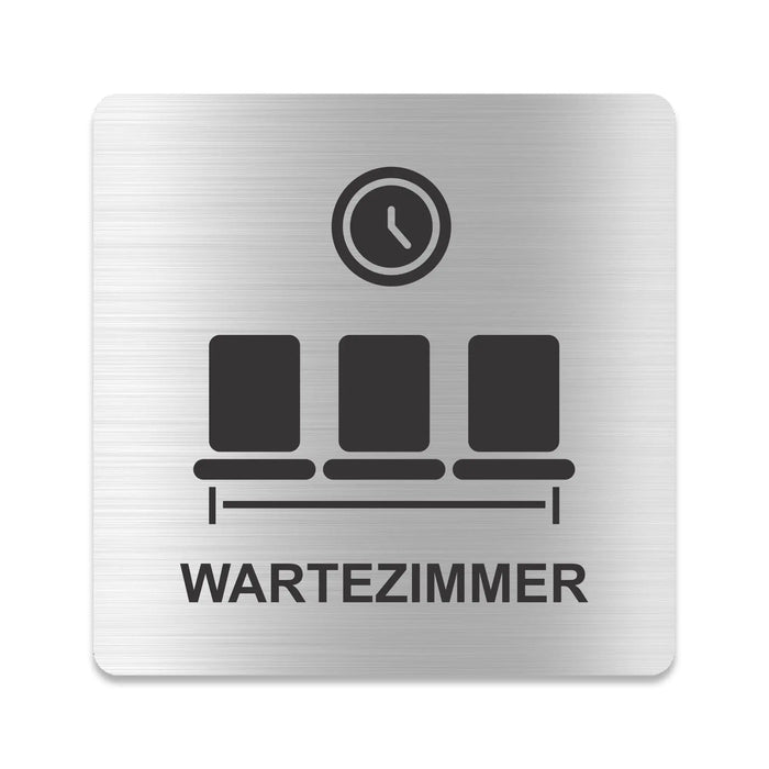 Blacked LaserTEC Leitsysteme - Acryl Schild - Eckig 12 x 12 cm - Selbstklebend - Silber gebürstet - Metall-Optik - UV beständig - Für Innen und Außen (Achtung)