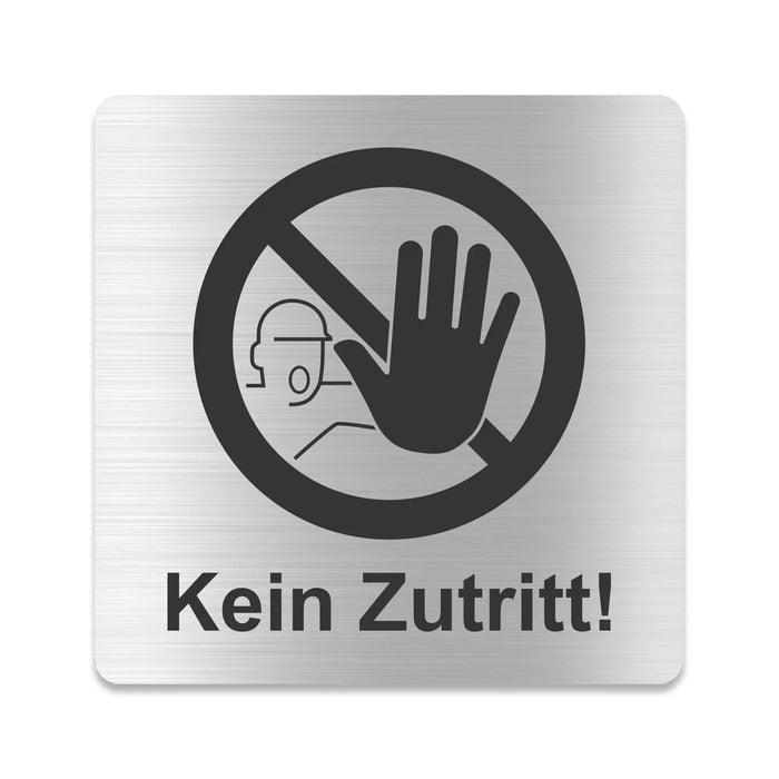 Blacked LaserTEC Leitsysteme - Acryl Schild - Eckig 12 x 12 cm - Selbstklebend - Silber gebürstet - Metall-Optik - UV beständig - Für Innen und Außen (Achtung)