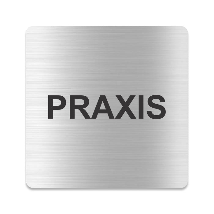 Blacked LaserTEC Leitsysteme - Acryl Schild - Eckig 12 x 12 cm - Selbstklebend - Silber gebürstet - Metall-Optik - UV beständig - Für Innen und Außen (Achtung)