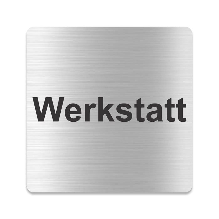 Blacked LaserTEC Leitsysteme - Acryl Schild - Eckig 12 x 12 cm - Selbstklebend - Silber gebürstet - Metall-Optik - UV beständig - Für Innen und Außen (Achtung)